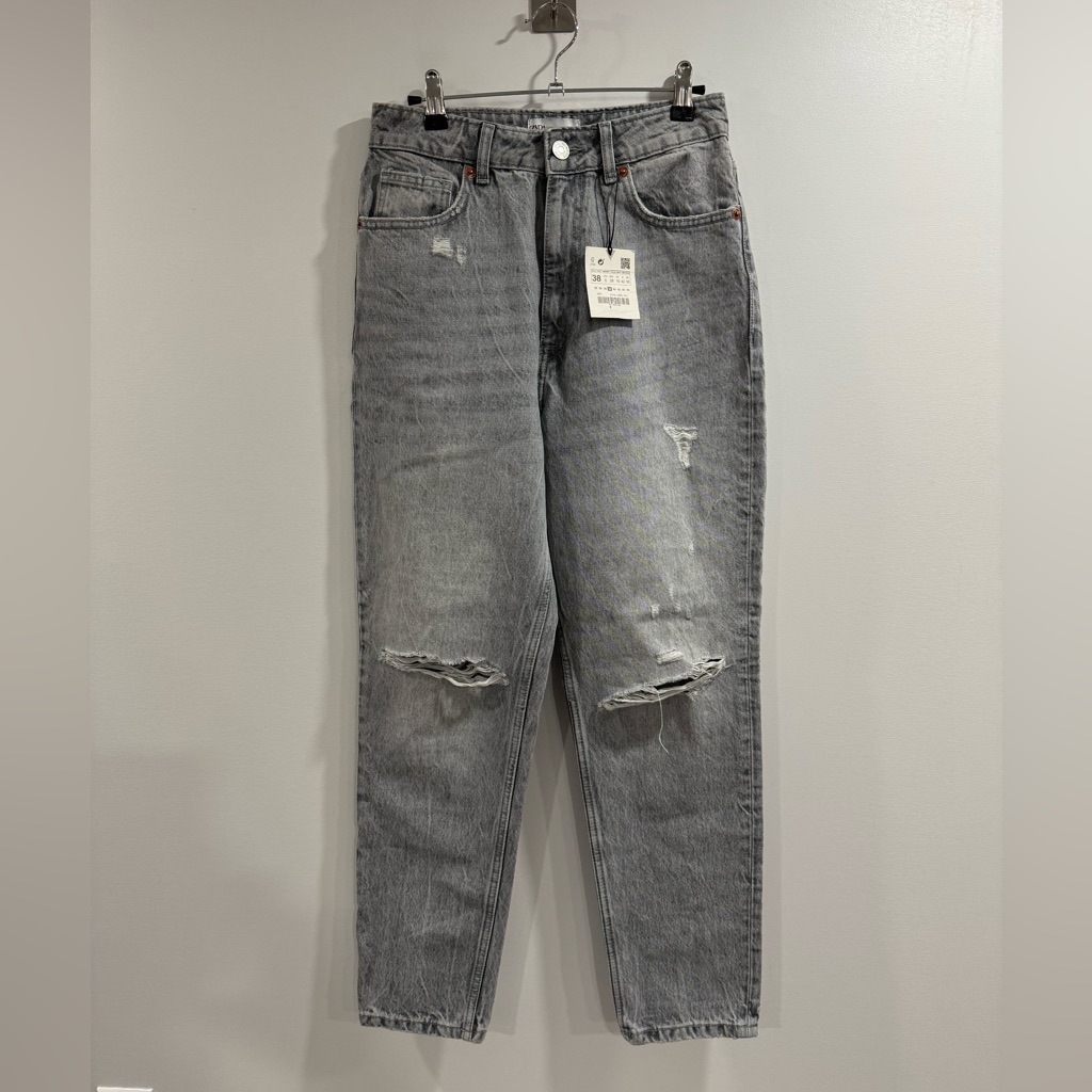 Nwt Zara Tapered Gray Jeans Size 6